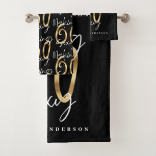 Making 60 look good gold birthday celebration bath bath towel set