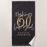 Making 60 look good gold birthday celebration beach towel<br><div class="desc">Celebrate your 60th birthday in style with this black,  white and gold effect 60 and fabulous birthday design. A modern design with script text and bold graphics. Change the colour to customise. Part of a collection.</div>
