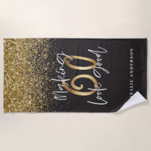 Making 60 look good gold glitter birthday beach towel