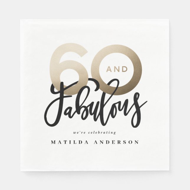 Making 60 look good modern gold birthday party napkin (Front)