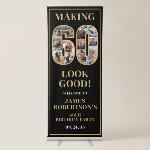 Making 60 Look Good Photo Birthday Welcome Retractable Banner
