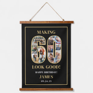Making 60 Look Good Photo Collage 60th Birthday  Hanging Tapestry