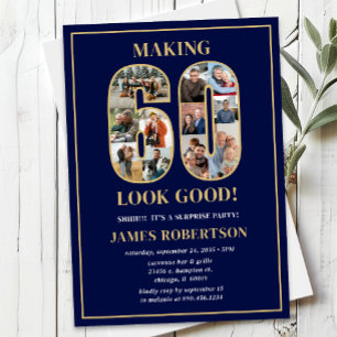 Making 60 Look Good Photo Surprise Birthday Invitation