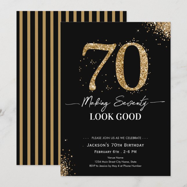 Making 70 Look Good Birthday Invitation (Front/Back)