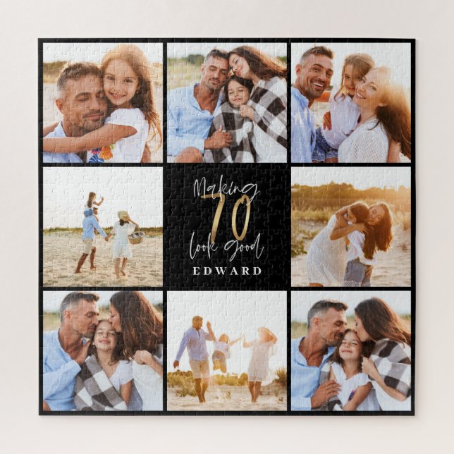 Making 70 look good gold black photo birthday jigsaw puzzle (Vertical)