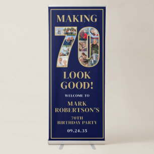 Making 70 Look Good Photo Collage 70th Birthday Retractable Banner