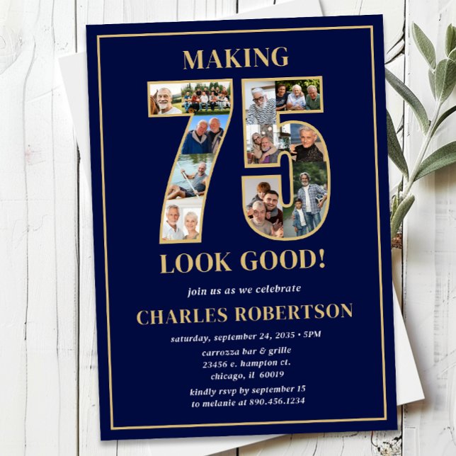Making 75 Look Good Photo Birthday Invitation (Creator Uploaded)