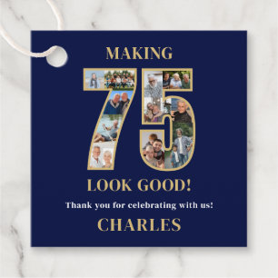 Making 75 Look Good Photo Collage 75th Birthday Favour Tags