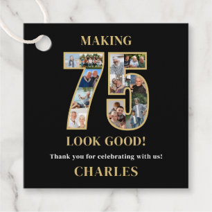 Making 75 Look Good Photo Collage 75th Birthday Favour Tags
