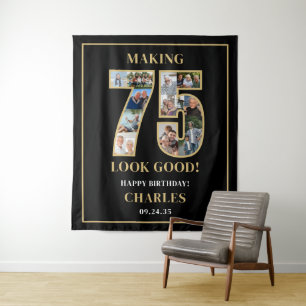 Making 75 Look Good Photo Collage 75th Birthday Tapestry