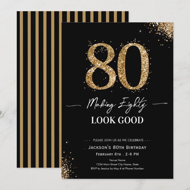 Making 80 Look Good Birthday Invitation (Front/Back)