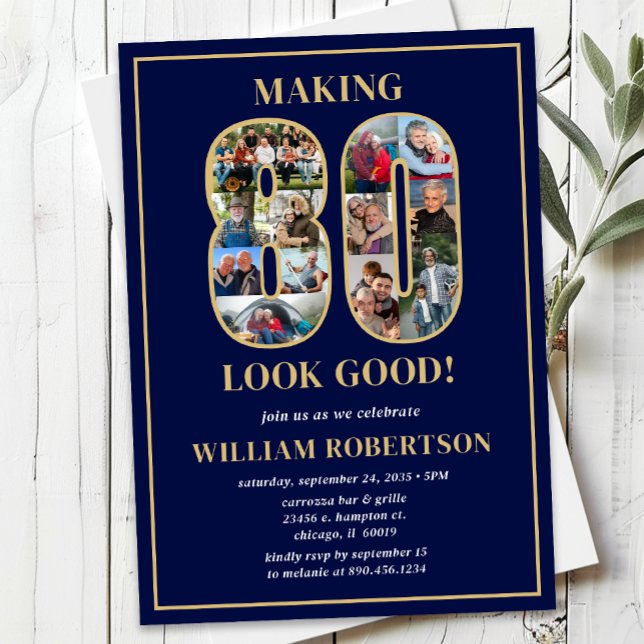 Making 80 Look Good Photo Birthday Invitation (Creator Uploaded)
