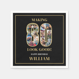 Making 80 Look Good Photo Collage 80th Birthday Napkin