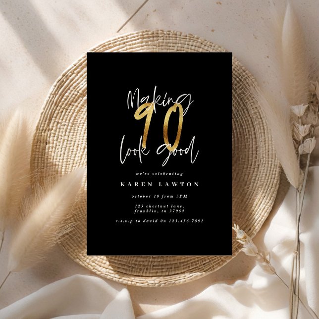 Making 90 look good gold birthday invitation (Creator Uploaded)