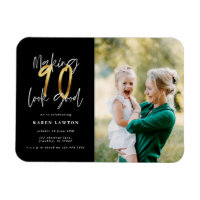 Making 90 look good gold birthday invitation photo
