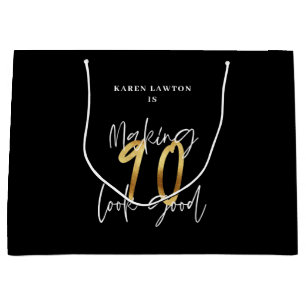 Making 90 look good gold birthday large gift bag