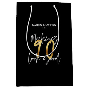 Making 90 look good gold birthday medium gift bag