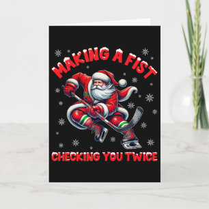 Making A Fist Checking You Twice Ice Hockey Xmas S Card