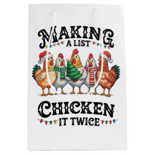 Making A List Chicken It Twice Christmas Xmas Medium Gift Bag