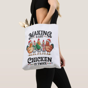 Making A List Chicken It Twice Christmas Xmas Tote Bag