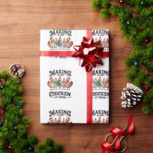 Making A List Chicken It Twice Christmas Xmas Wrapping Paper
