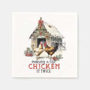 Making a List Chicken It Twice Country Christmas Napkin