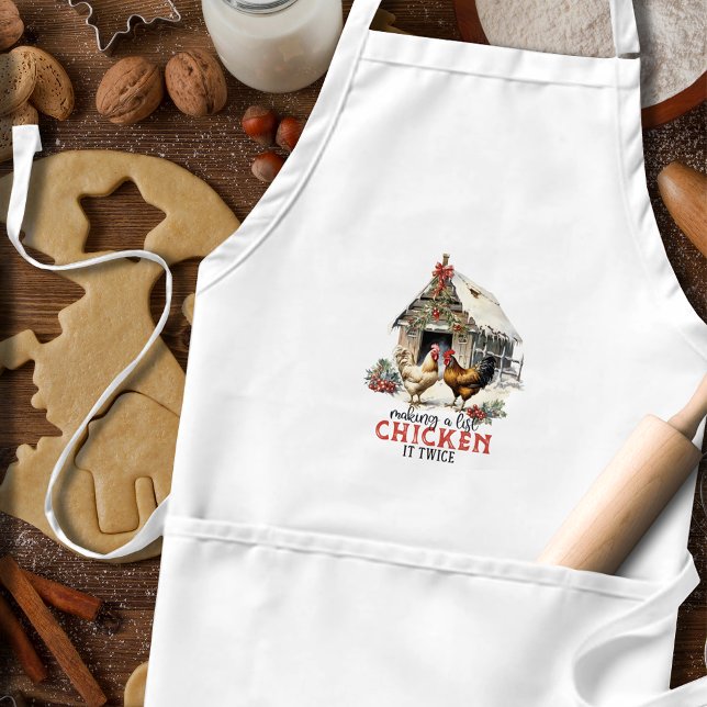 Making a List Chicken It Twice Country Christmas Standard Apron (Creator Uploaded)