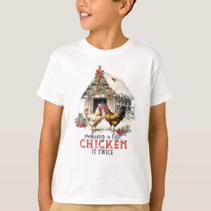 Making a List Chicken It Twice Country Christmas T-Shirt