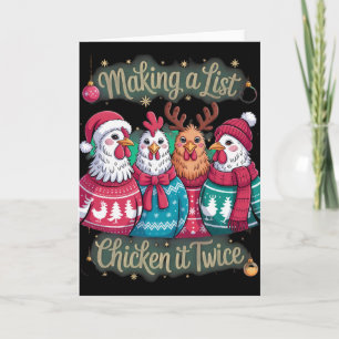 Making A List Chicken It Twice Funny Christmas Clo Card