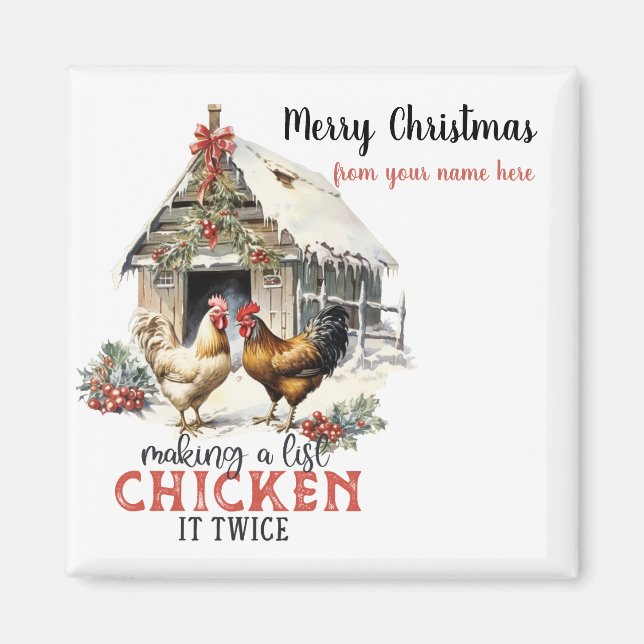 Making a list chicken it twice funny personalise  magnet (Front)