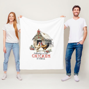 "Making a list, Chicken it twice" Puns Christmas Fleece Blanket