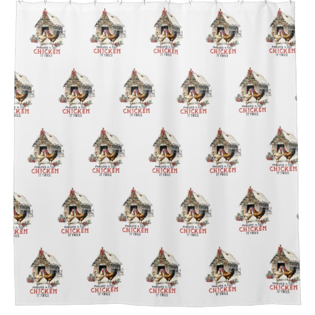 "Making a list, Chicken it twice" Puns Christmas Shower Curtain (Front)