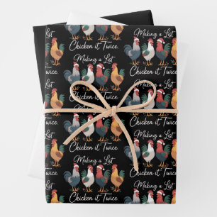 Making A List Chicken It Twice Xmas Chicken Lover  Wrapping Paper Sheet