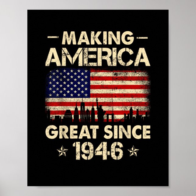 Making America Great Since 1946 Retro 76th Birthda Poster (Front)