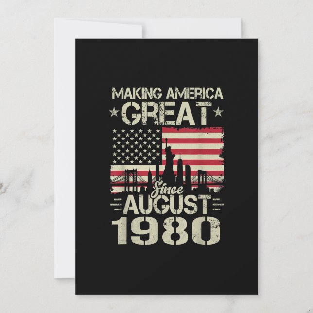 Making America Great Since August Birthday Gift 19 Invitation (Front)