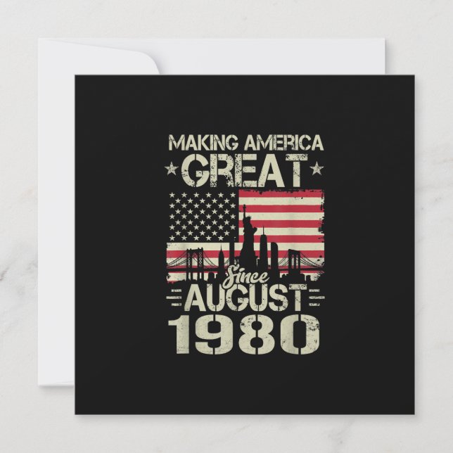 Making America Great Since August Birthday Gift 19 Invitation (Front)