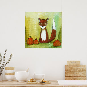 Making Choices Whimsical Woodland Fox Art Painting Poster