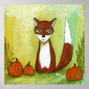 Making Choices Whimsical Woodland Fox Art Painting Poster