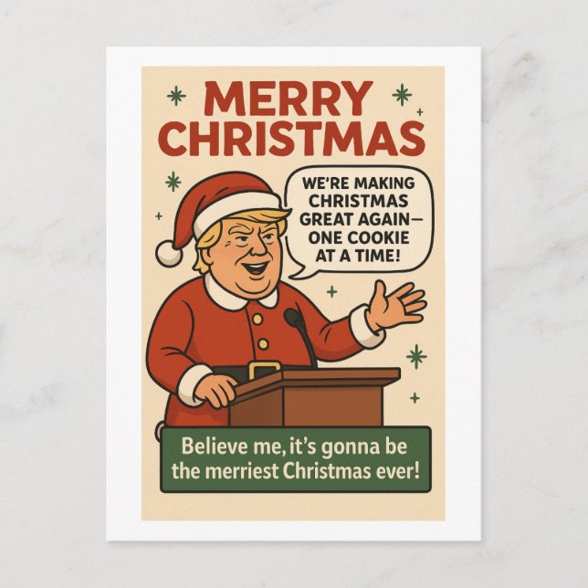 “Making Christmas Great Again” Funny Santa Holiday Postcard (Front)