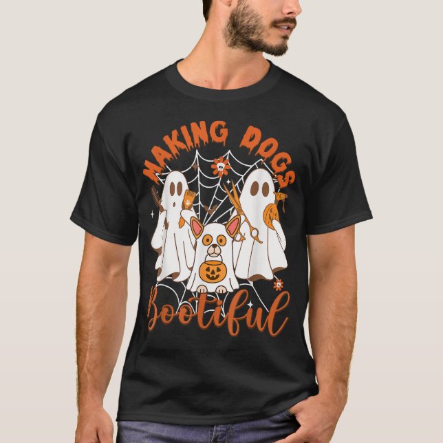 Making Dogs Bootiful Halloween Ghost Puppy Men  T-Shirt (Front)