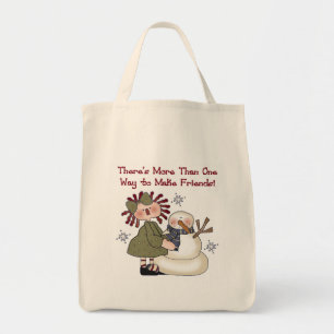 Making Friends Snowman T-shirts and Gifts Tote Bag