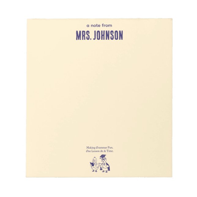 Making Grammar Fun One Lesson At A Time Design Notepad (Front)