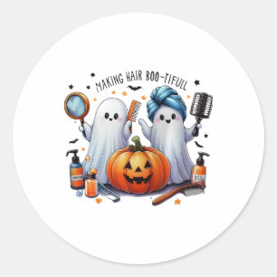 Making Hair Bootiful Halloween Hair Stylist Ghost Classic Round Sticker