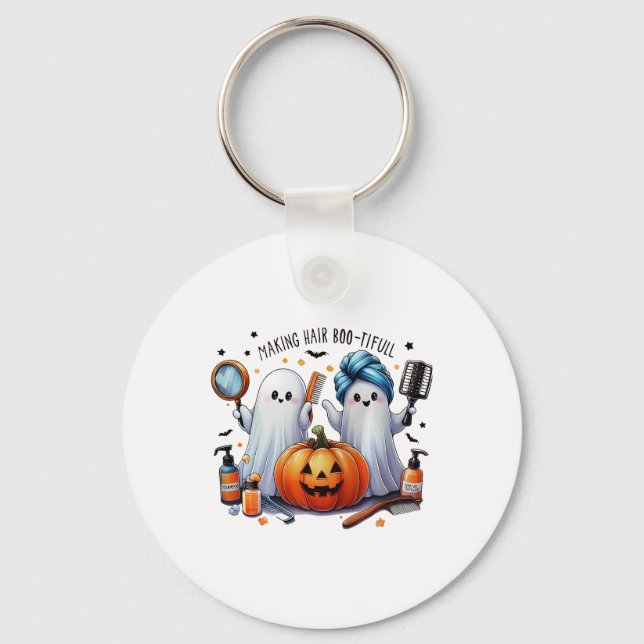 Making Hair Bootiful Halloween Hair Stylist Ghost  Key Ring (Front)