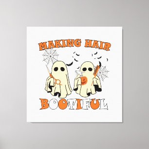 Making Hair Funny Ghost Hairdresser Halloween  Canvas Print
