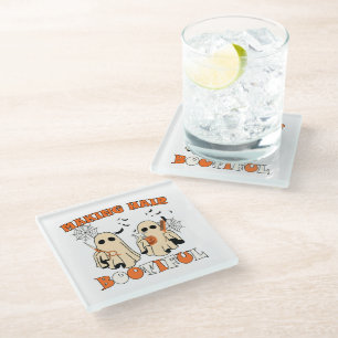 Making Hair Funny Ghost Hairdresser Halloween  Glass Coaster