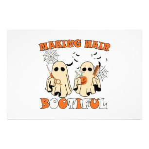 Making Hair Funny Ghost Hairdresser Halloween Photo Print