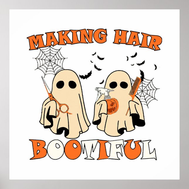 Making Hair Funny Ghost Hairdresser Halloween  Poster (Front)