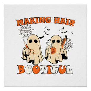 Making Hair Funny Ghost Hairdresser Halloween Poster