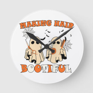 Making Hair Funny Ghost Hairdresser Halloween Round Clock